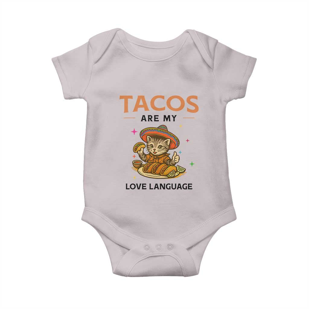Tacos Are My Love Language Baby Onesie Funny Cat Eating Taco TS12 Ice Gray Print Your Wear