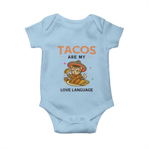 Tacos Are My Love Language Baby Onesie Funny Cat Eating Taco TS12 Light Blue Print Your Wear