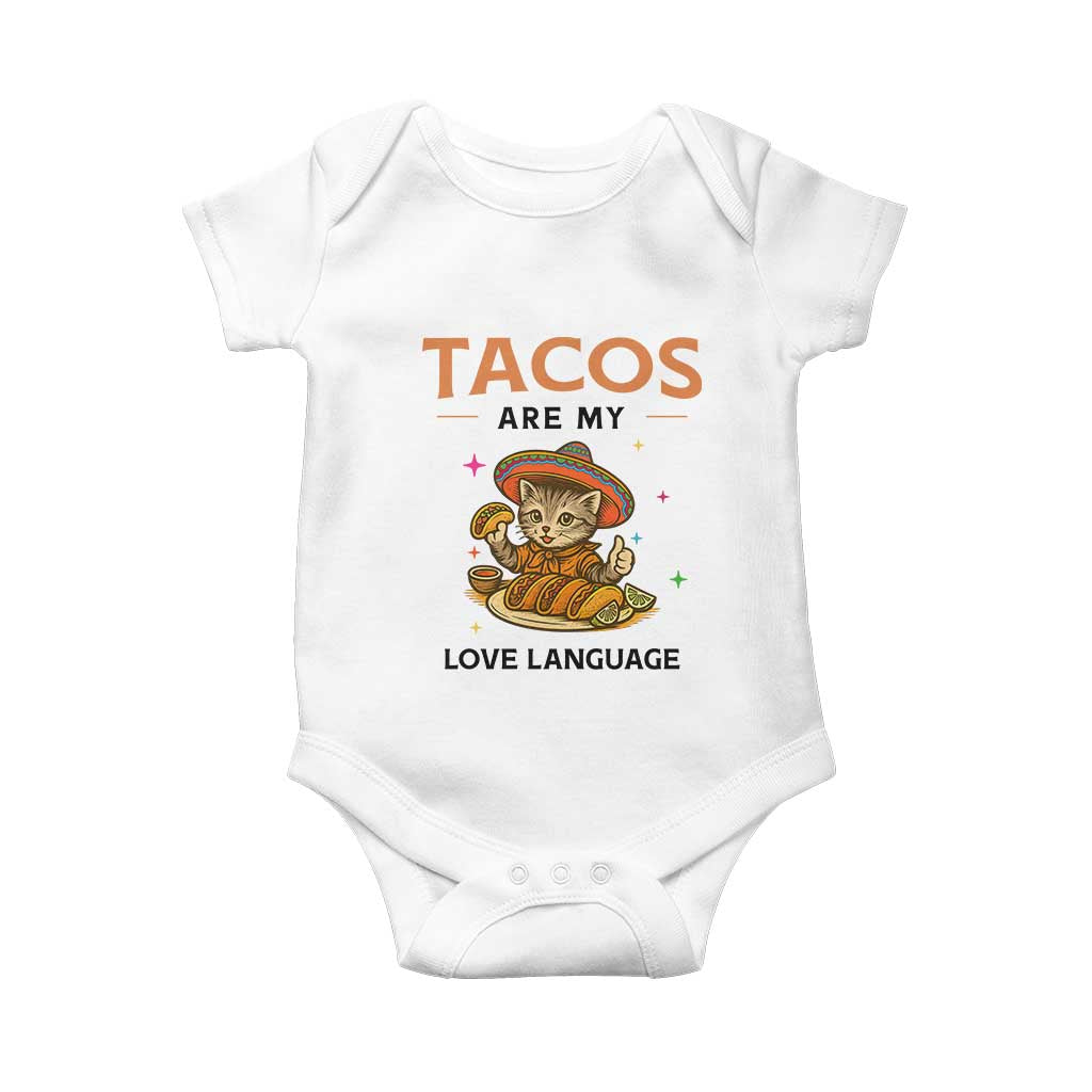 Tacos Are My Love Language Baby Onesie Funny Cat Eating Taco TS12 White Print Your Wear