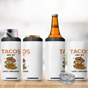 Tacos Are My Love Language 4 in 1 Can Cooler Tumbler Funny Cat Eating Taco TS12 Print Your Wear