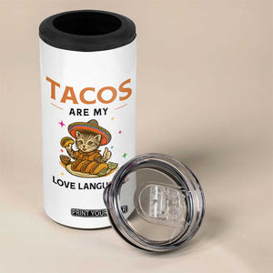 Tacos Are My Love Language 4 in 1 Can Cooler Tumbler Funny Cat Eating Taco TS12 Print Your Wear