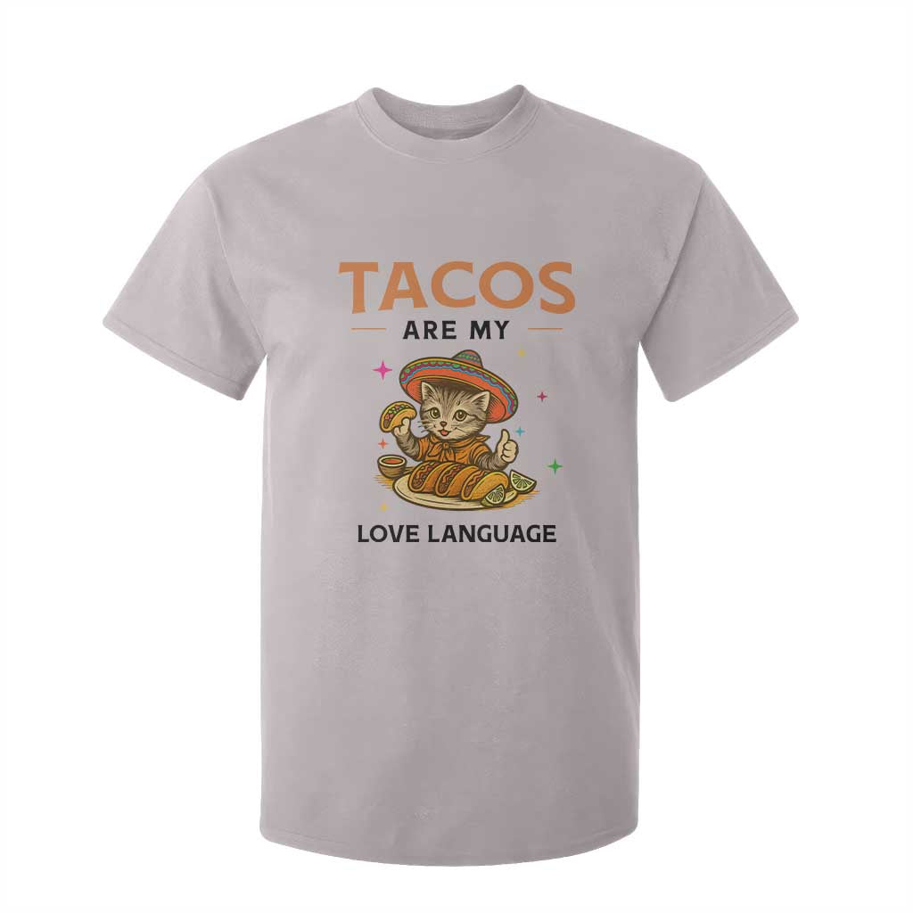 Tacos Are My Love Language T Shirt For Kid Funny Cat Eating Taco TS12 Ice Gray Print Your Wear