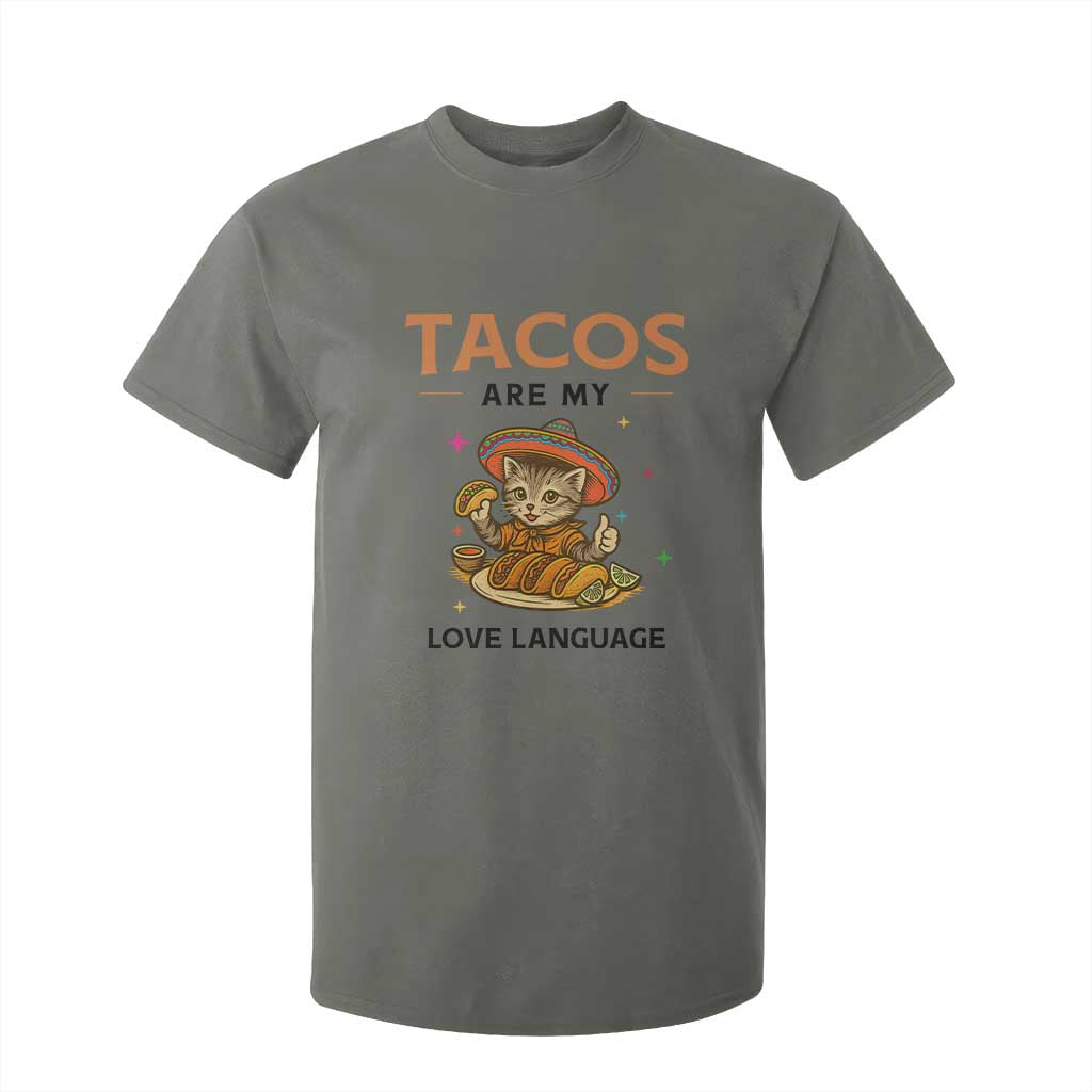 Tacos Are My Love Language T Shirt For Kid Funny Cat Eating Taco TS12 Military Green Print Your Wear