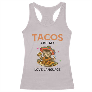Tacos Are My Love Language Racerback Tank Top Funny Cat Eating Taco TS12 Ice Gray Print Your Wear