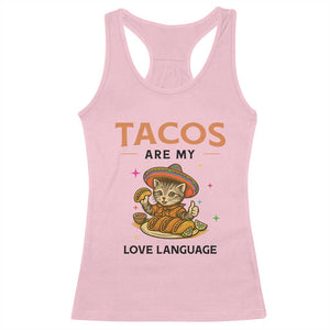 Tacos Are My Love Language Racerback Tank Top Funny Cat Eating Taco TS12 Light Pink Print Your Wear
