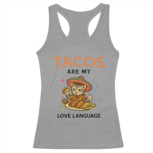 Tacos Are My Love Language Racerback Tank Top Funny Cat Eating Taco TS12 Sport Gray Print Your Wear