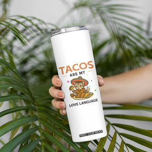 Tacos Are My Love Language Skinny Tumbler Funny Cat Eating Taco TS12 Print Your Wear