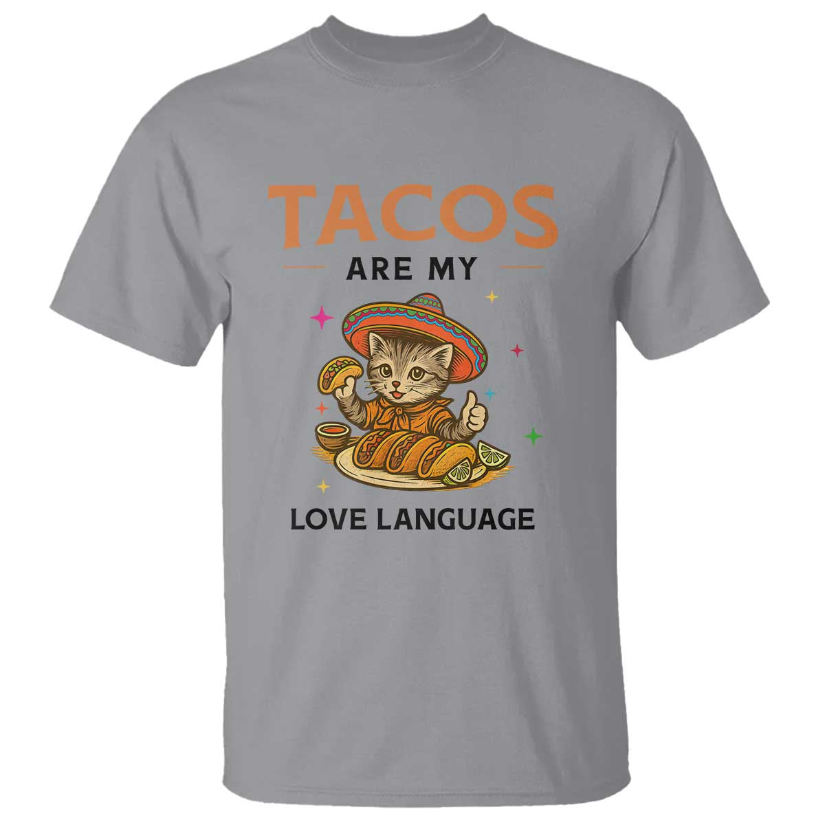 Tacos Are My Love Language T Shirt Funny Cat Eating Taco TS12 Sport Gray Print Your Wear