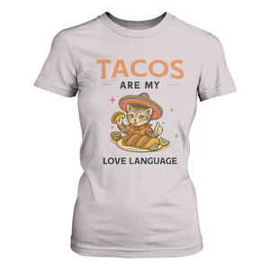 Tacos Are My Love Language T Shirt For Women Funny Cat Eating Taco TS12 Ice Gray Print Your Wear