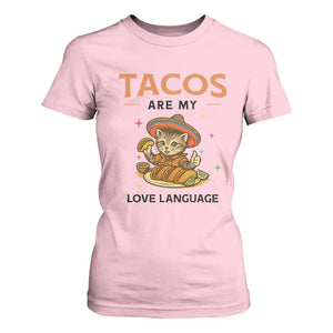 Tacos Are My Love Language T Shirt For Women Funny Cat Eating Taco TS12 Light Pink Print Your Wear