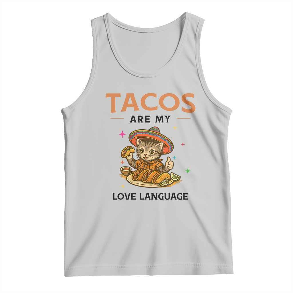 Tacos Are My Love Language Tank Top Funny Cat Eating Taco TS12 Ash Print Your Wear