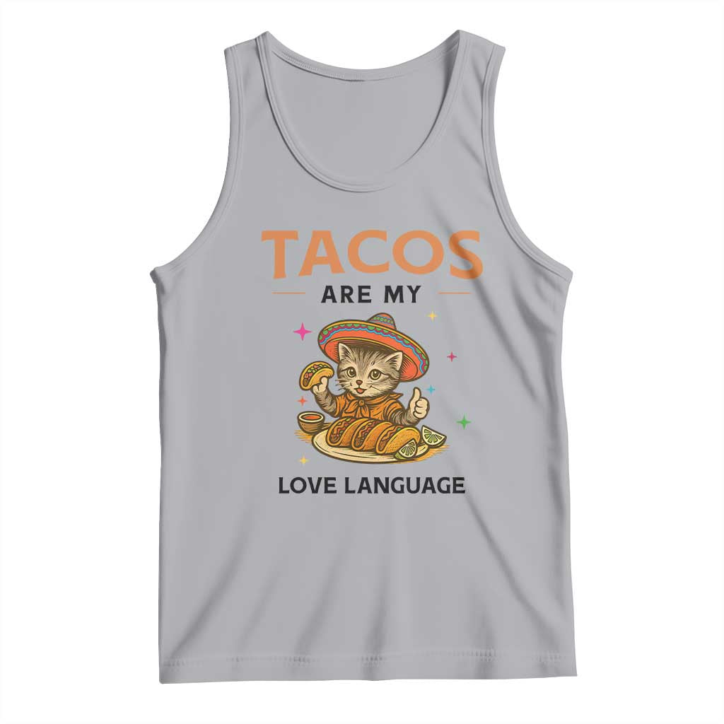 Tacos Are My Love Language Tank Top Funny Cat Eating Taco TS12 Athletic Heather Print Your Wear