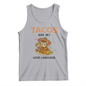 Tacos Are My Love Language Tank Top Funny Cat Eating Taco TS12 Athletic Heather Print Your Wear