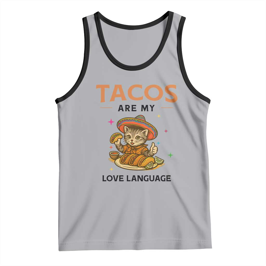 Tacos Are My Love Language Tank Top Funny Cat Eating Taco TS12 Athletic Heather Black Print Your Wear