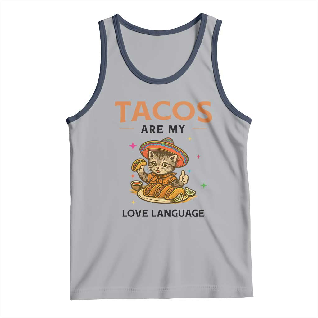 Tacos Are My Love Language Tank Top Funny Cat Eating Taco TS12 Athletic Heather Navy Print Your Wear