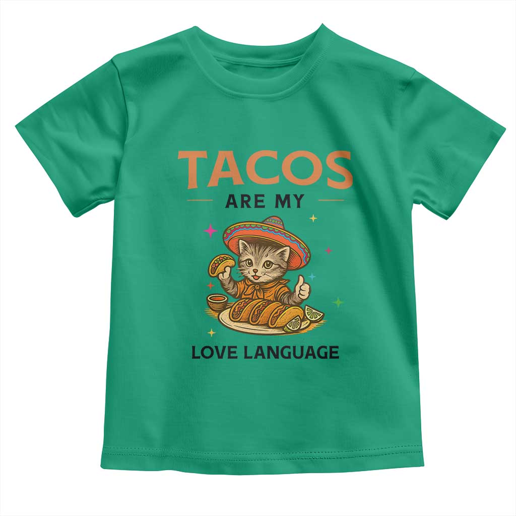 Tacos Are My Love Language Toddler T Shirt Funny Cat Eating Taco TS12 Irish Green Print Your Wear