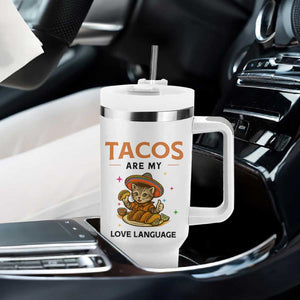 Tacos Are My Love Language Tumbler With Handle Funny Cat Eating Taco TS12 Print Your Wear