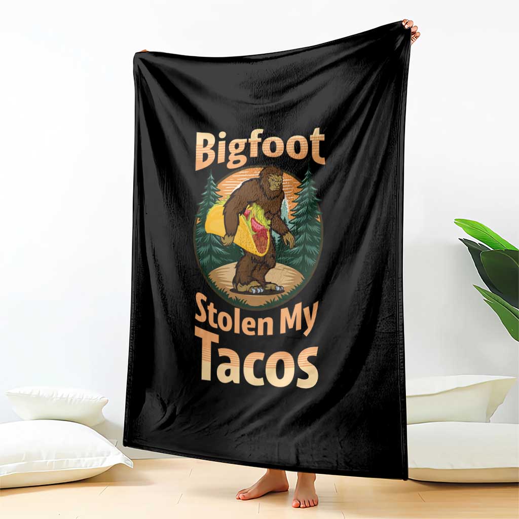 Funny Bigfoot Stole My Tacos Throw Blanket Sasquatch Taco Lover TS12 Print Your Wear
