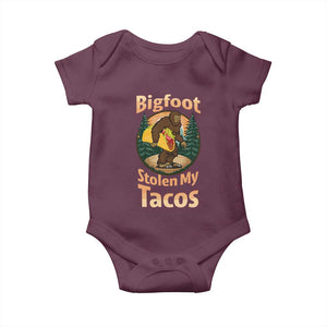 Funny Bigfoot Stole My Tacos Baby Onesie Sasquatch Taco Lover TS12 Maroon Print Your Wear