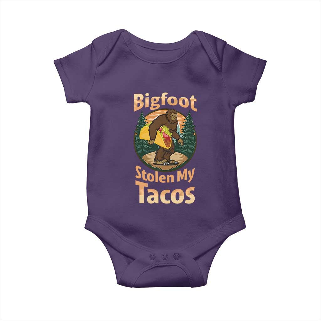 Funny Bigfoot Stole My Tacos Baby Onesie Sasquatch Taco Lover TS12 Purple Print Your Wear
