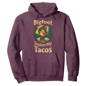 Funny Bigfoot Stole My Tacos Hoodie Sasquatch Taco Lover TS12 Maroon Print Your Wear