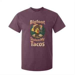 Funny Bigfoot Stole My Tacos T Shirt For Kid Sasquatch Taco Lover TS12 Maroon Print Your Wear