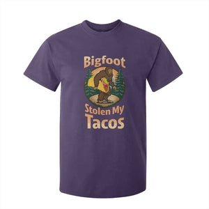 Funny Bigfoot Stole My Tacos T Shirt For Kid Sasquatch Taco Lover TS12 Purple Print Your Wear