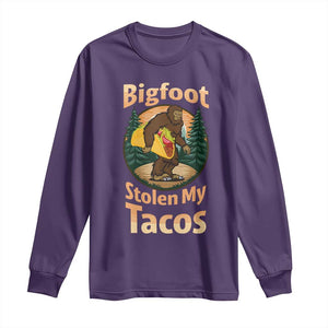 Funny Bigfoot Stole My Tacos Long Sleeve Shirt Sasquatch Taco Lover TS12 Purple Print Your Wear