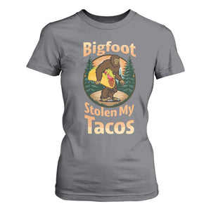 Funny Bigfoot Stole My Tacos T Shirt For Women Sasquatch Taco Lover TS12 Charcoal Print Your Wear