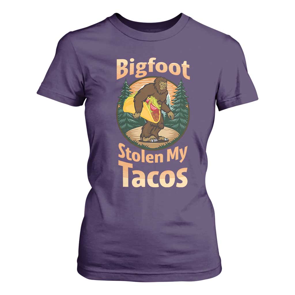 Funny Bigfoot Stole My Tacos T Shirt For Women Sasquatch Taco Lover TS12 Purple Print Your Wear