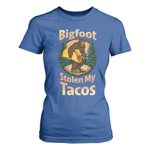Funny Bigfoot Stole My Tacos T Shirt For Women Sasquatch Taco Lover TS12 Royal Blue Print Your Wear