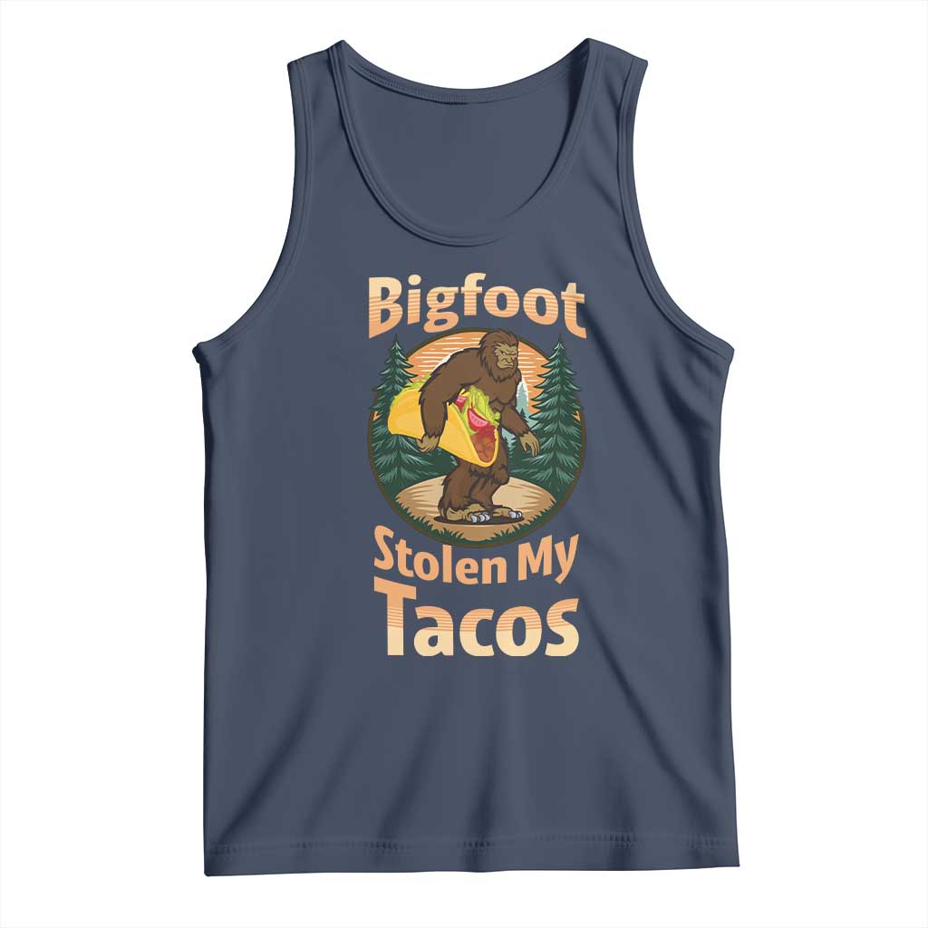Funny Bigfoot Stole My Tacos Tank Top Sasquatch Taco Lover TS12 Navy Print Your Wear