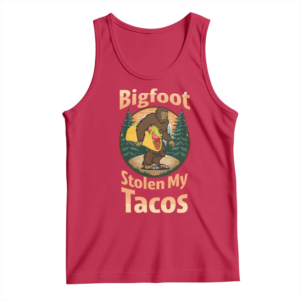Funny Bigfoot Stole My Tacos Tank Top Sasquatch Taco Lover TS12 Red Print Your Wear