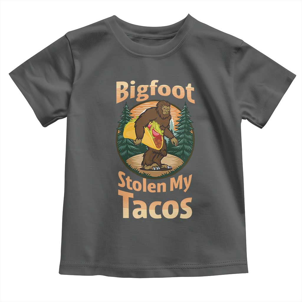 Funny Bigfoot Stole My Tacos Toddler T Shirt Sasquatch Taco Lover TS12 Dark Heather Print Your Wear