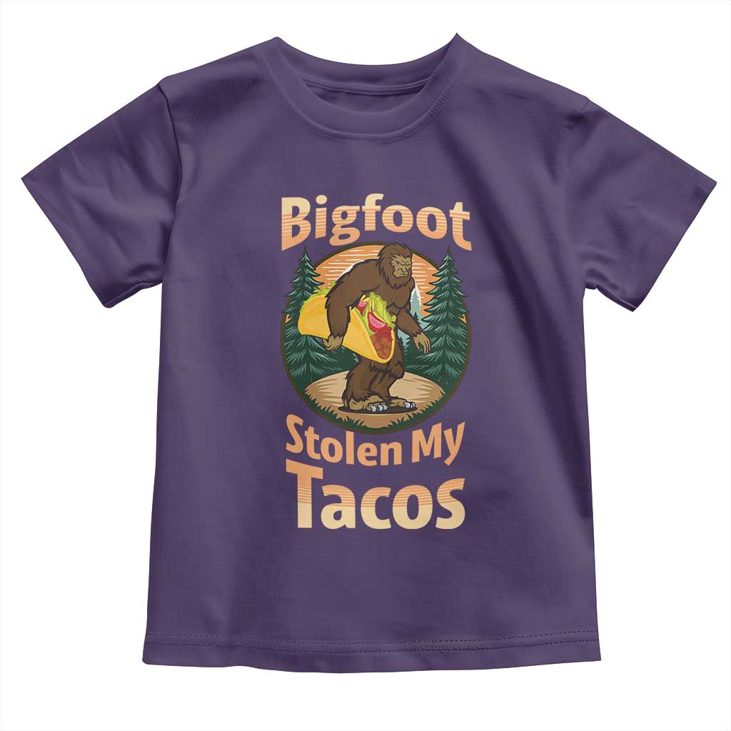 Funny Bigfoot Stole My Tacos Toddler T Shirt Sasquatch Taco Lover TS12 Purple Print Your Wear