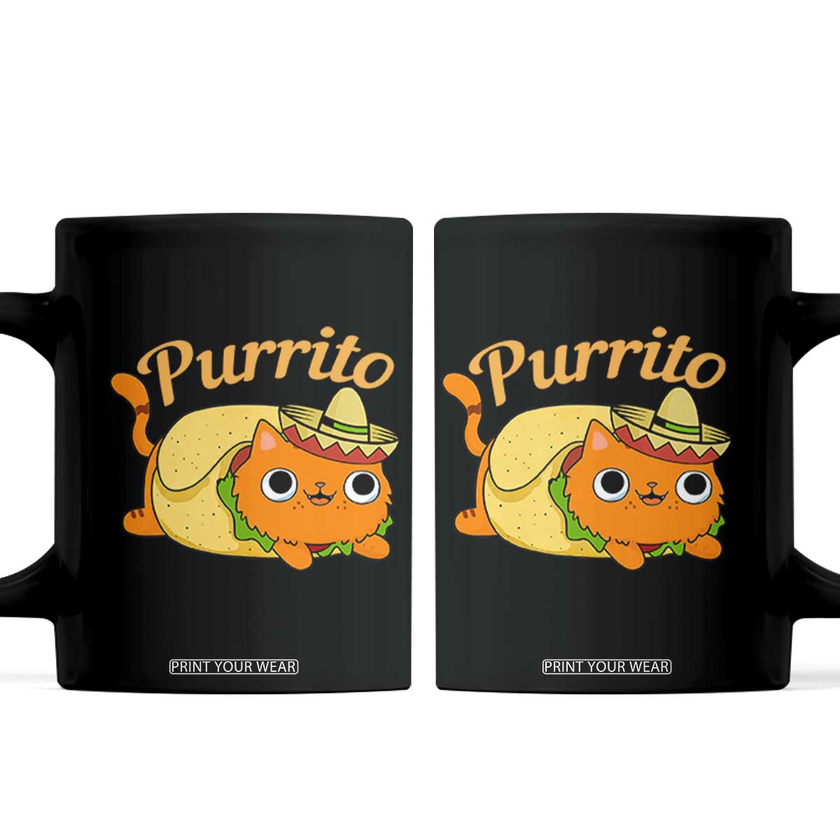 Funny Burrito Lover Gift Coffee Mug Purrito Cat TS12 Black Print Your Wear