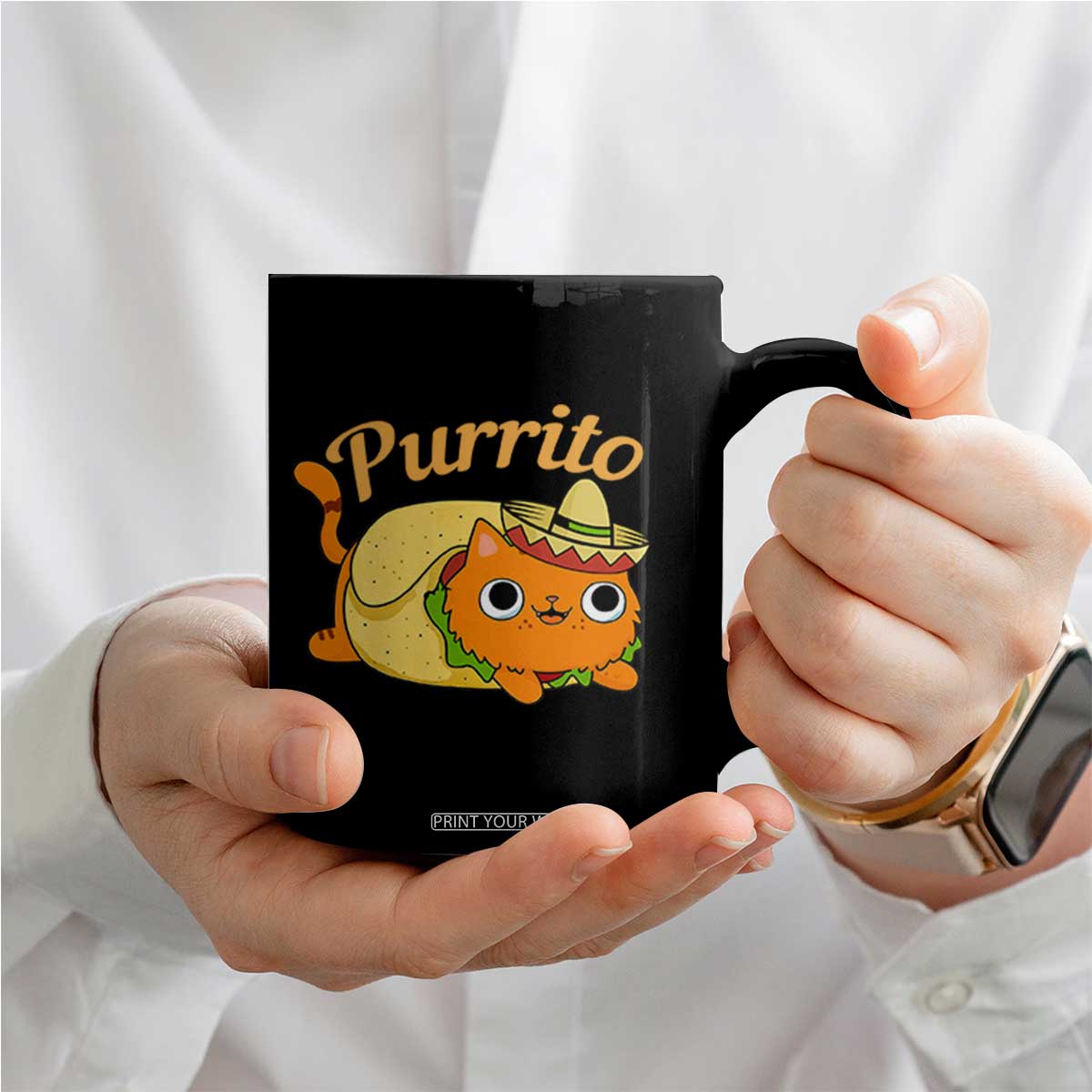 Funny Burrito Lover Gift Coffee Mug Purrito Cat TS12 Print Your Wear