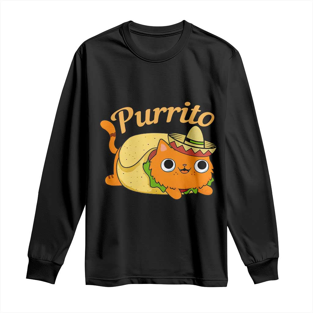 Funny Burrito Lover Gift Long Sleeve Shirt Purrito Cat TS12 Black Print Your Wear