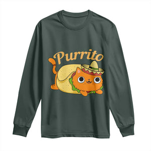 Funny Burrito Lover Gift Long Sleeve Shirt Purrito Cat TS12 Dark Forest Green Print Your Wear