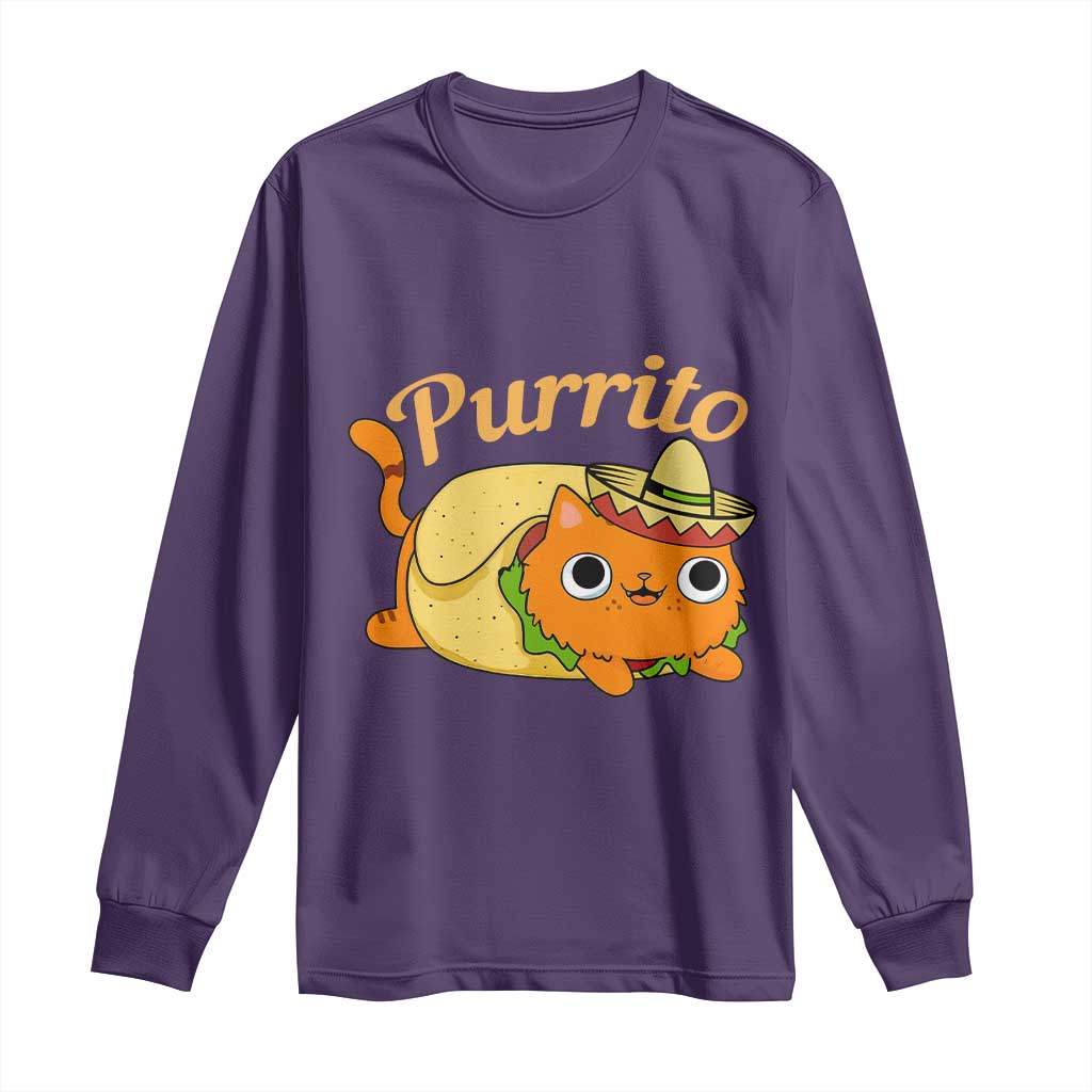 Funny Burrito Lover Gift Long Sleeve Shirt Purrito Cat TS12 Purple Print Your Wear