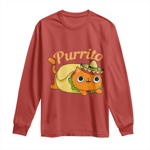 Funny Burrito Lover Gift Long Sleeve Shirt Purrito Cat TS12 Red Print Your Wear