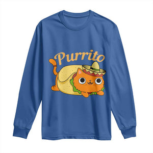 Funny Burrito Lover Gift Long Sleeve Shirt Purrito Cat TS12 Royal Blue Print Your Wear