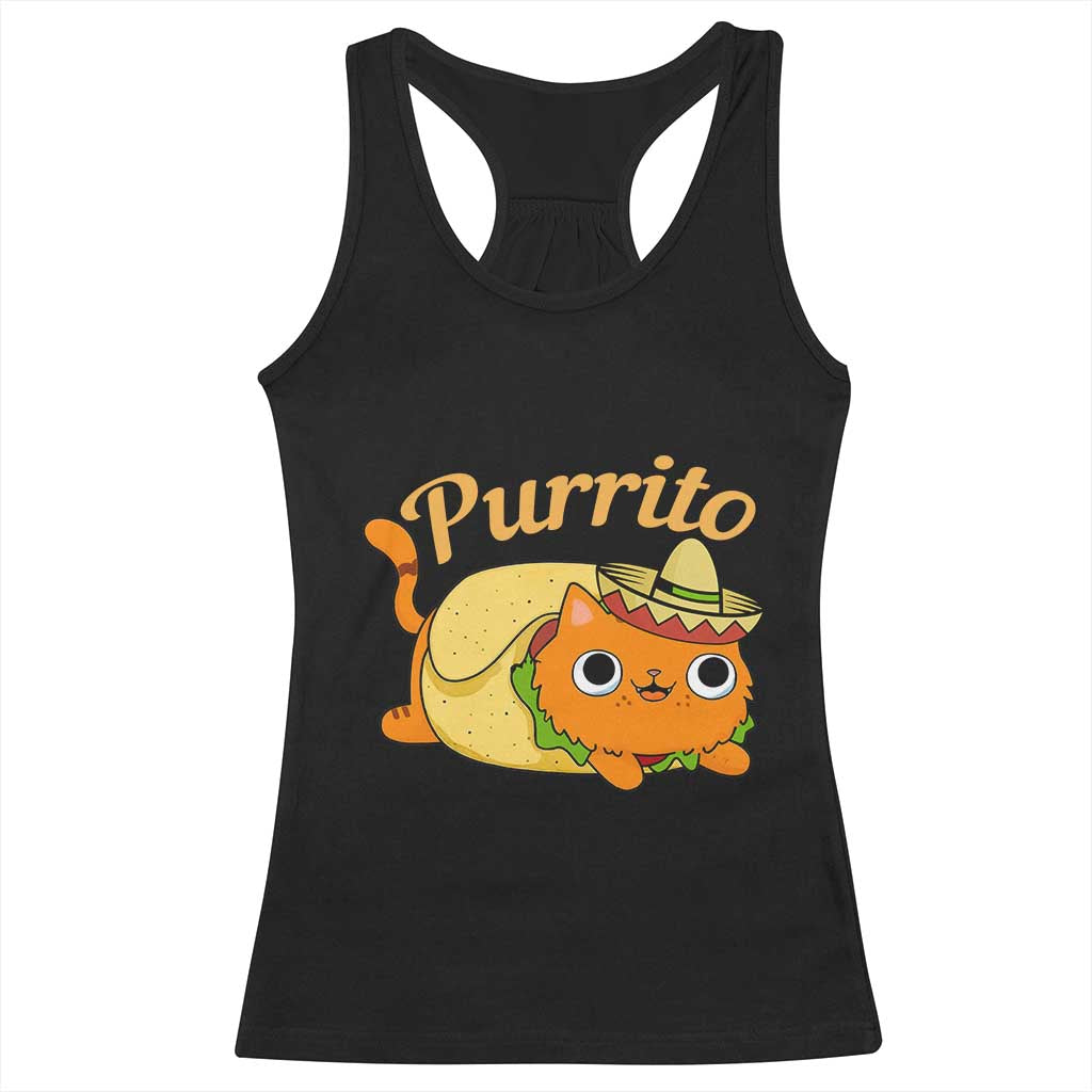 Funny Burrito Lover Gift Racerback Tank Top Purrito Cat TS12 Black Print Your Wear
