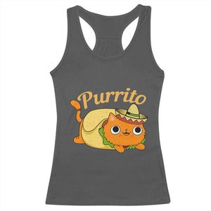 Funny Burrito Lover Gift Racerback Tank Top Purrito Cat TS12 Dark Heather Print Your Wear