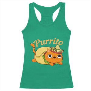 Funny Burrito Lover Gift Racerback Tank Top Purrito Cat TS12 Irish Green Print Your Wear