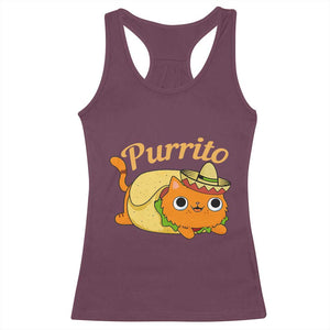 Funny Burrito Lover Gift Racerback Tank Top Purrito Cat TS12 Maroon Print Your Wear