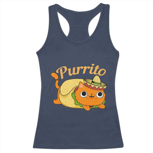 Funny Burrito Lover Gift Racerback Tank Top Purrito Cat TS12 Navy Print Your Wear