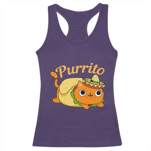 Funny Burrito Lover Gift Racerback Tank Top Purrito Cat TS12 Purple Print Your Wear