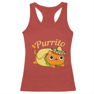 Funny Burrito Lover Gift Racerback Tank Top Purrito Cat TS12 Red Print Your Wear