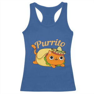 Funny Burrito Lover Gift Racerback Tank Top Purrito Cat TS12 Royal Blue Print Your Wear